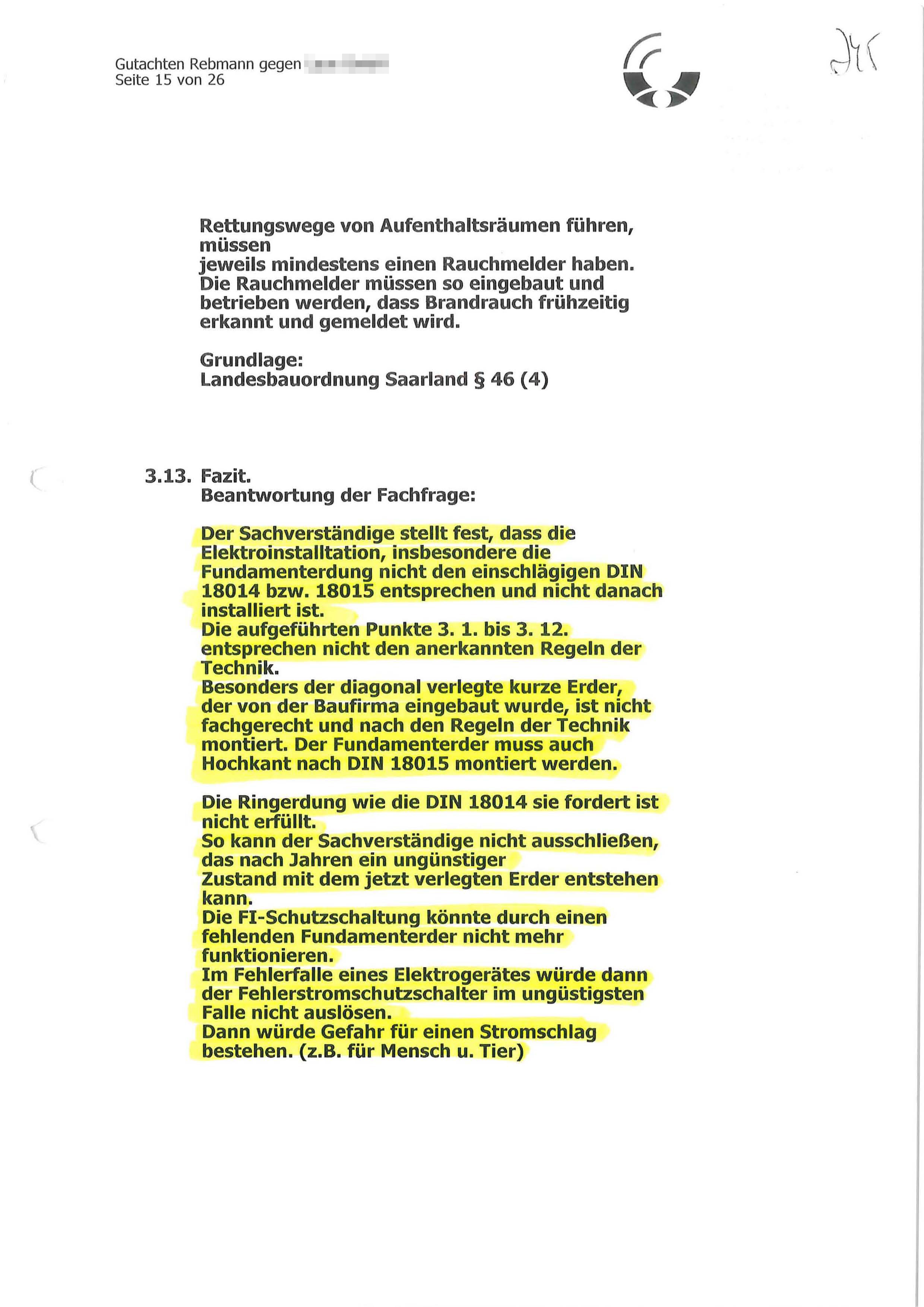 Elektrogutachten vom 08.06.2011, Seite 15