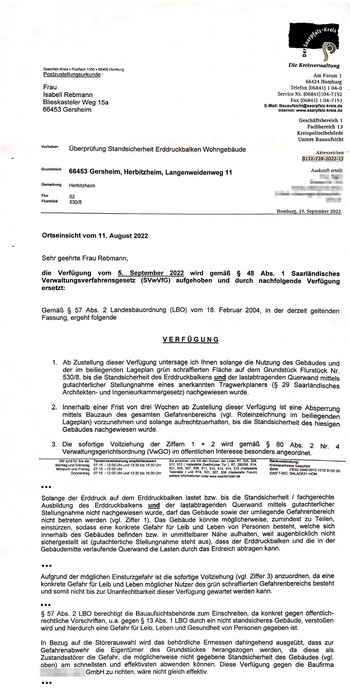 UBA Verfügung vom 27.09.2022