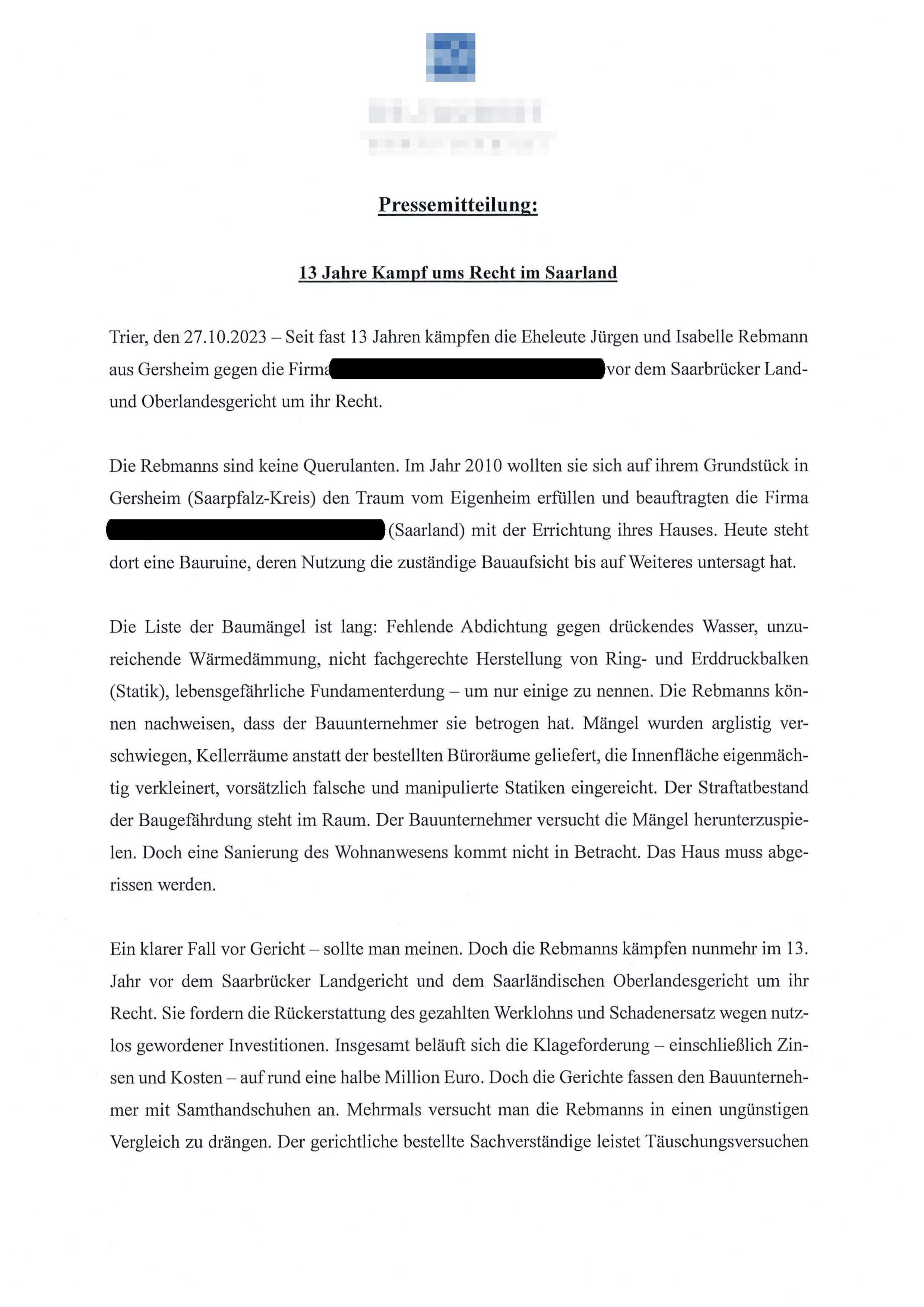 Pressemitteilung Seite 1