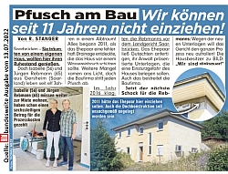 Artikel in der bundesweiten Bild Ausgabe vom 13.07.2022 - Ehepaar erlebt elf Jahre Eigenheim-Albtraum