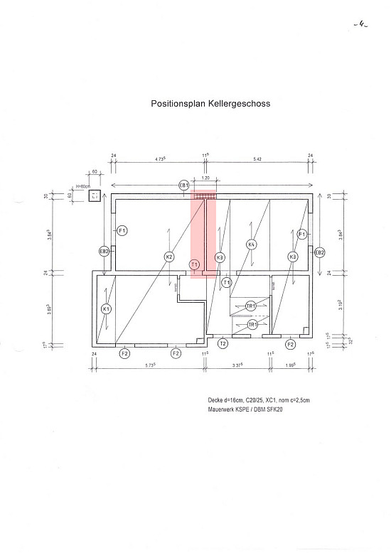Aussteifende Wand lt. Planung/Statik auf Stoßmitte platziert